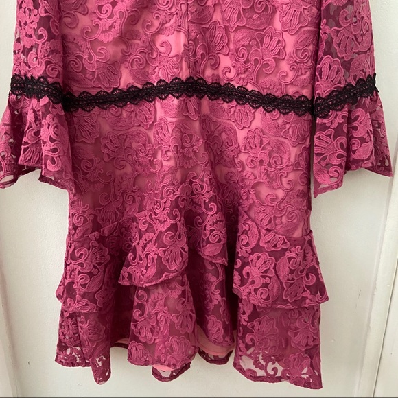 NEW Monique Lhuillier Ines Dress Pink Lace - Picture 4 of 7